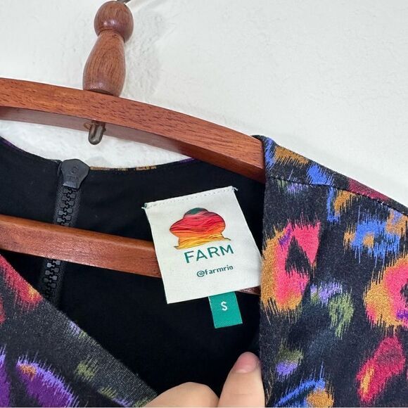 FARM Rio Leopard Print Jersey Sheath Dress in Black Ikat-Dyed Size S - Picture 13 of 13